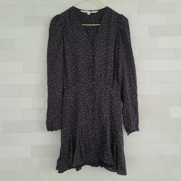 Veronica Beard Riggins Silk Long-Sleeve Dress Black Flowers Floral Size 4 $195 - Picture 3 of 9